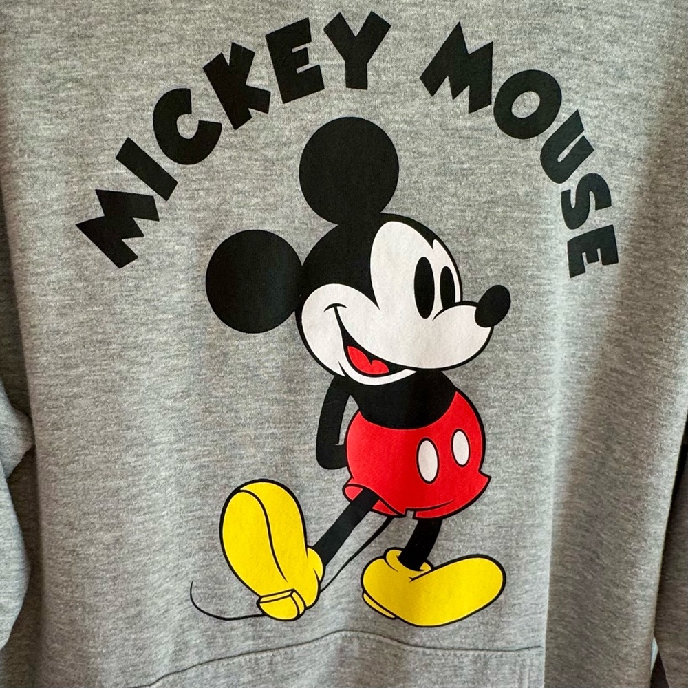 Disney Mickey Mouse Gray Unisex Hoodie Sweatshirt Size L - Picture 2 of 8